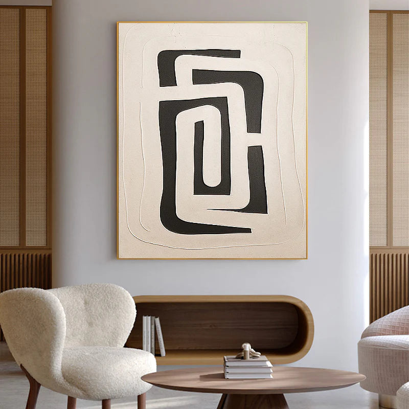 Black and White Minimalist Textured Wall Art #MT018