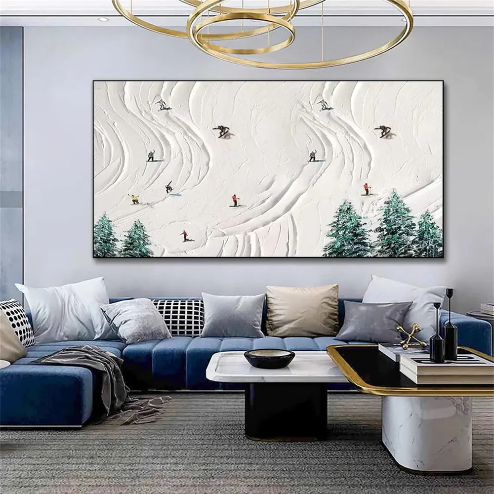 Skiing Sport Art Textured Canvas #PT018