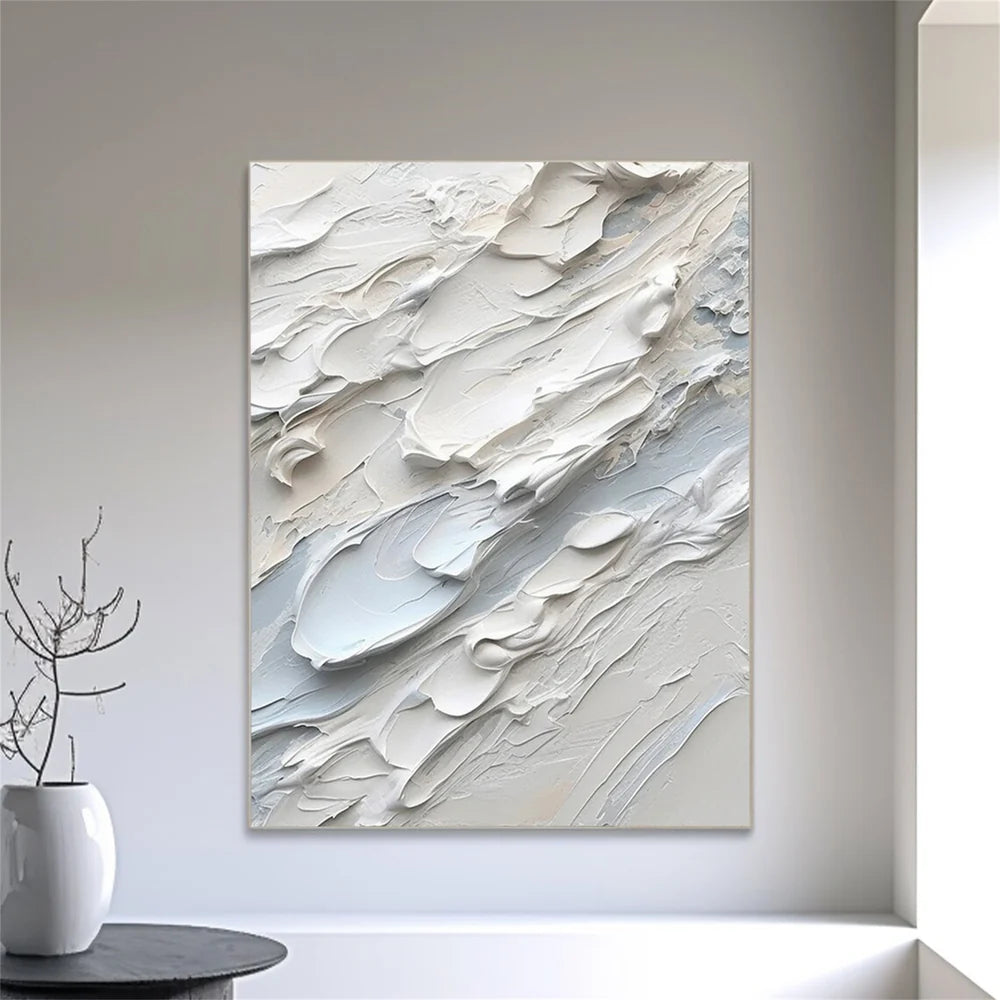 White Minimalist Textured Wall Art #MT058