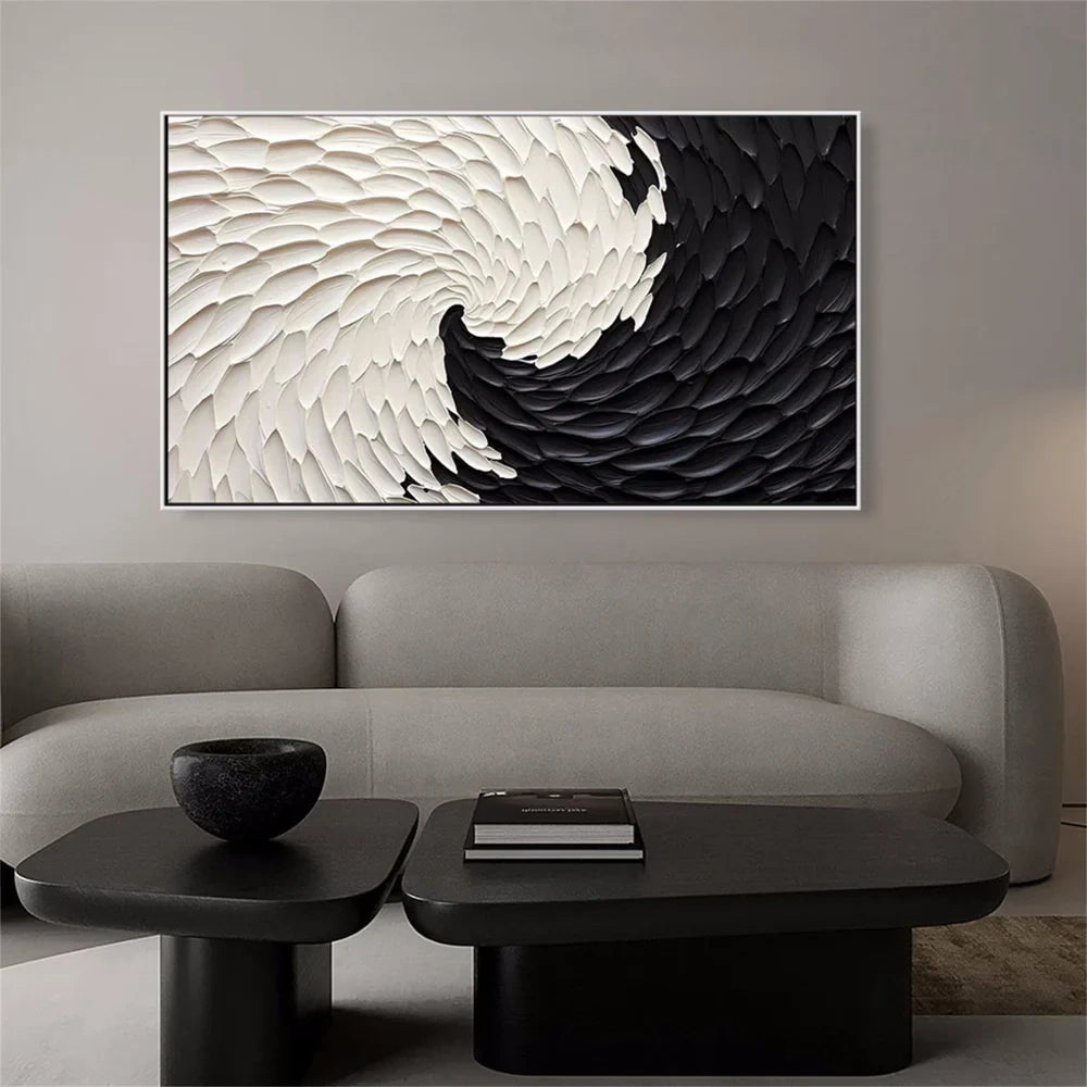 Black and White Minimalist Textured Wall Art #MT102