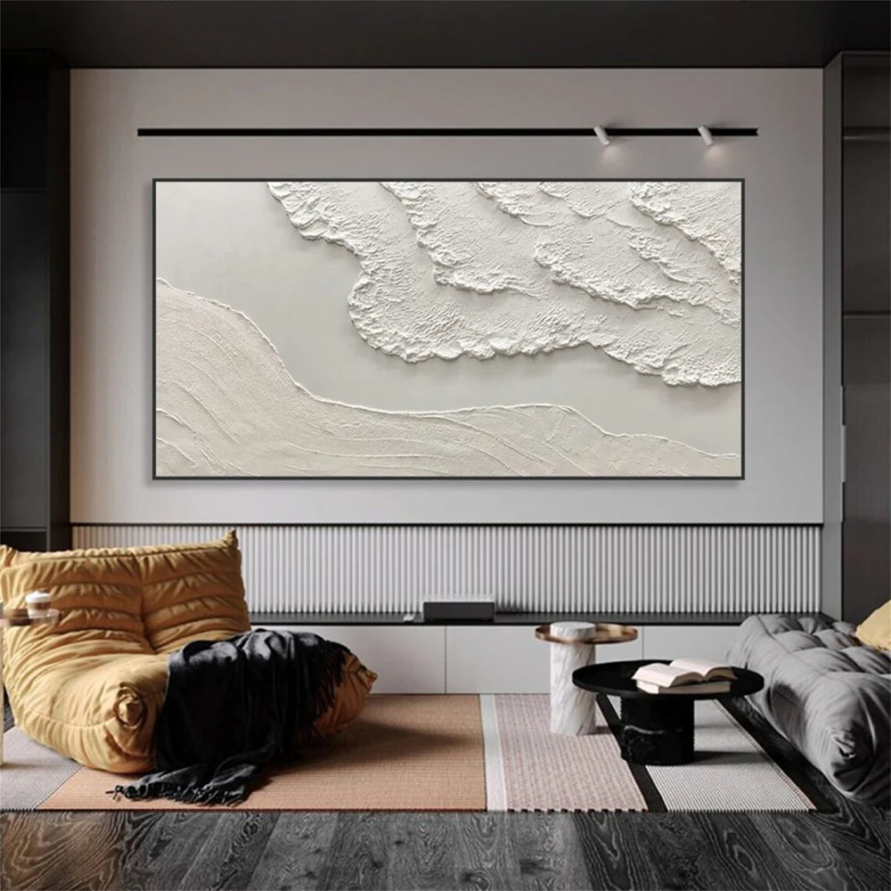 White Minimalist Textured Wall Art #MT072