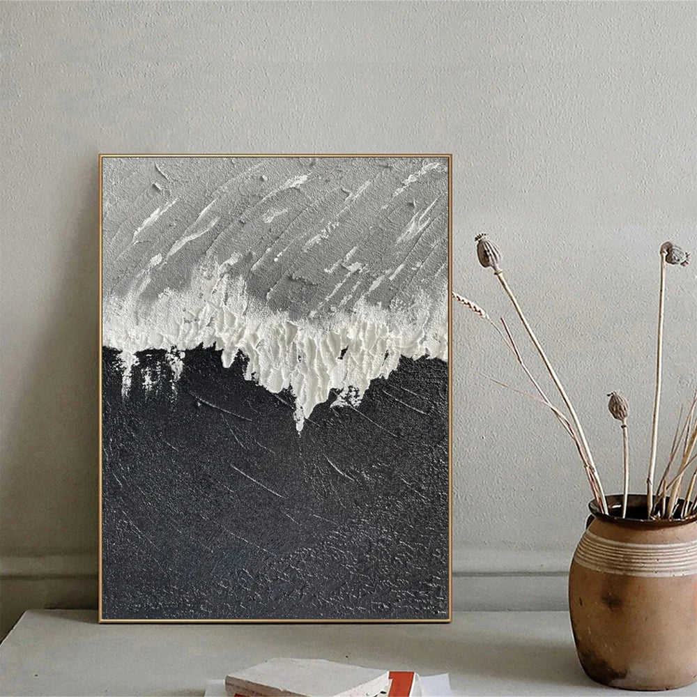 Black and White Minimalist Textured Wall Art #MT069