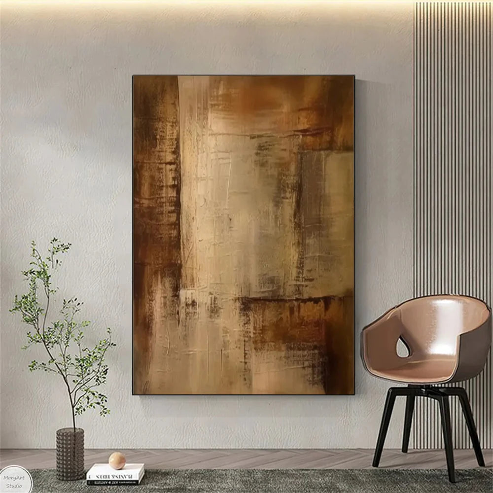 Beige and Brown Abstract Wall Art #AT105
