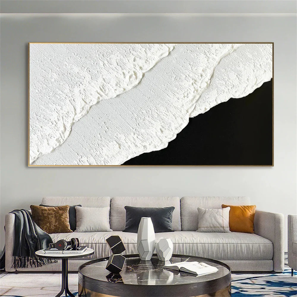 Black and White Minimalist Textured Wall Art #MT046