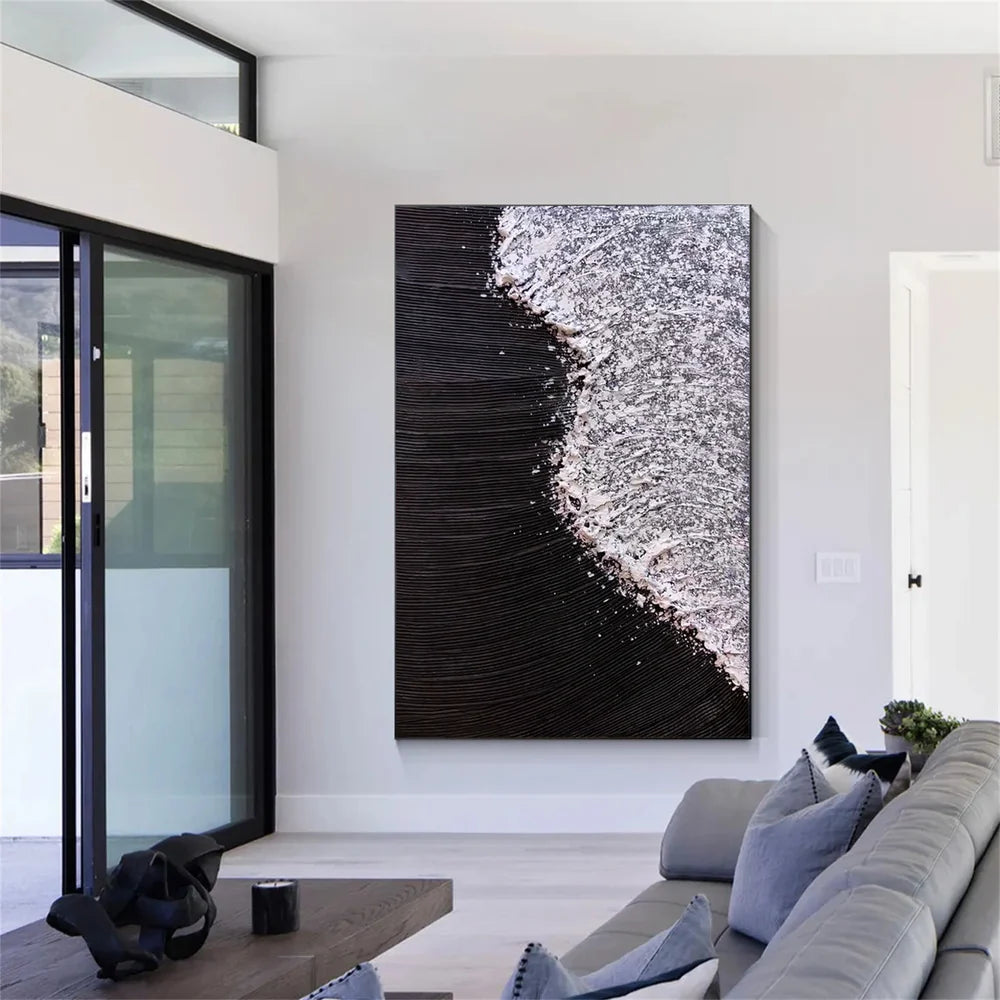 Black and White Minimalist Textured Wall Art #MT112