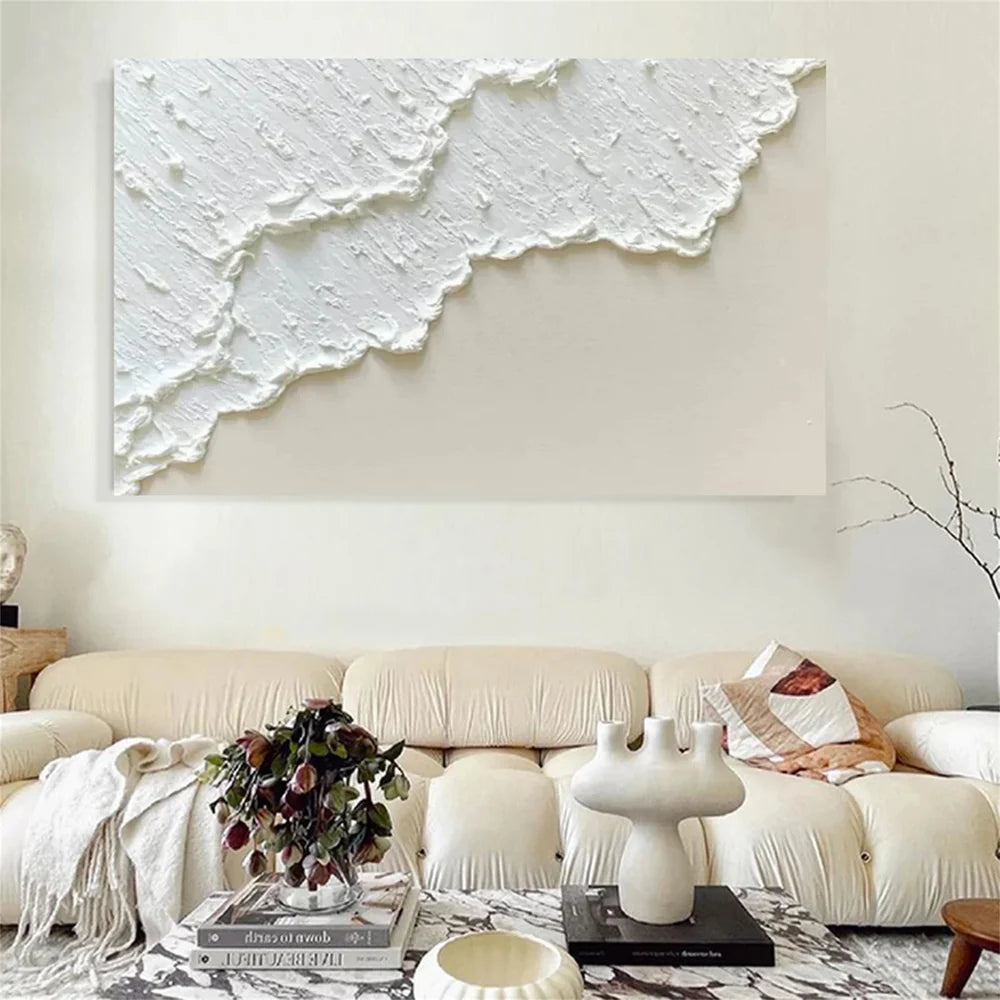 White Minimalist Textured Wall Art #MT059