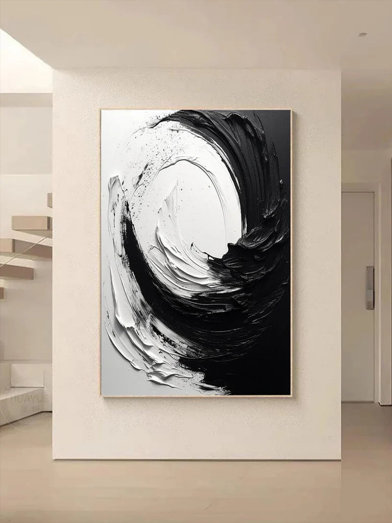 Black and White Minimalist Textured Wall Art #MT017