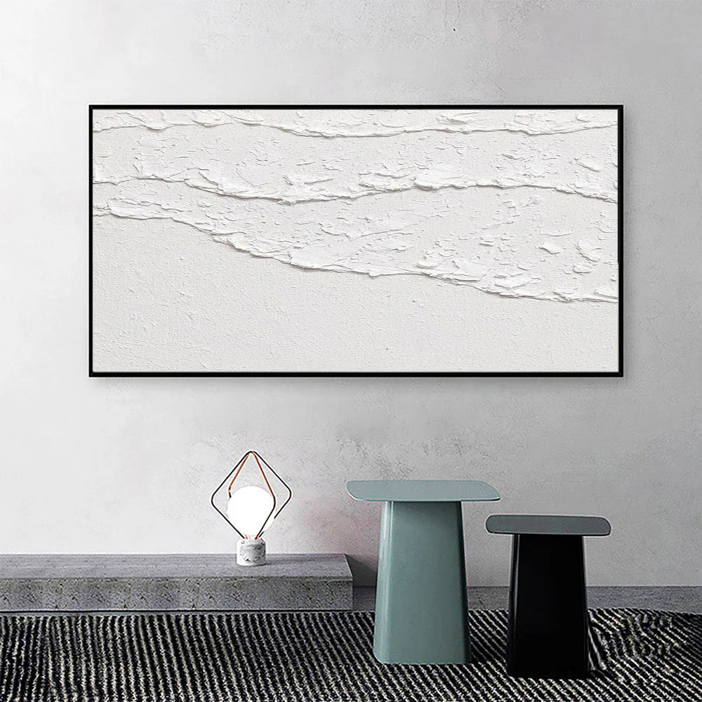 White Minimalist Textured Wall Art #MT025