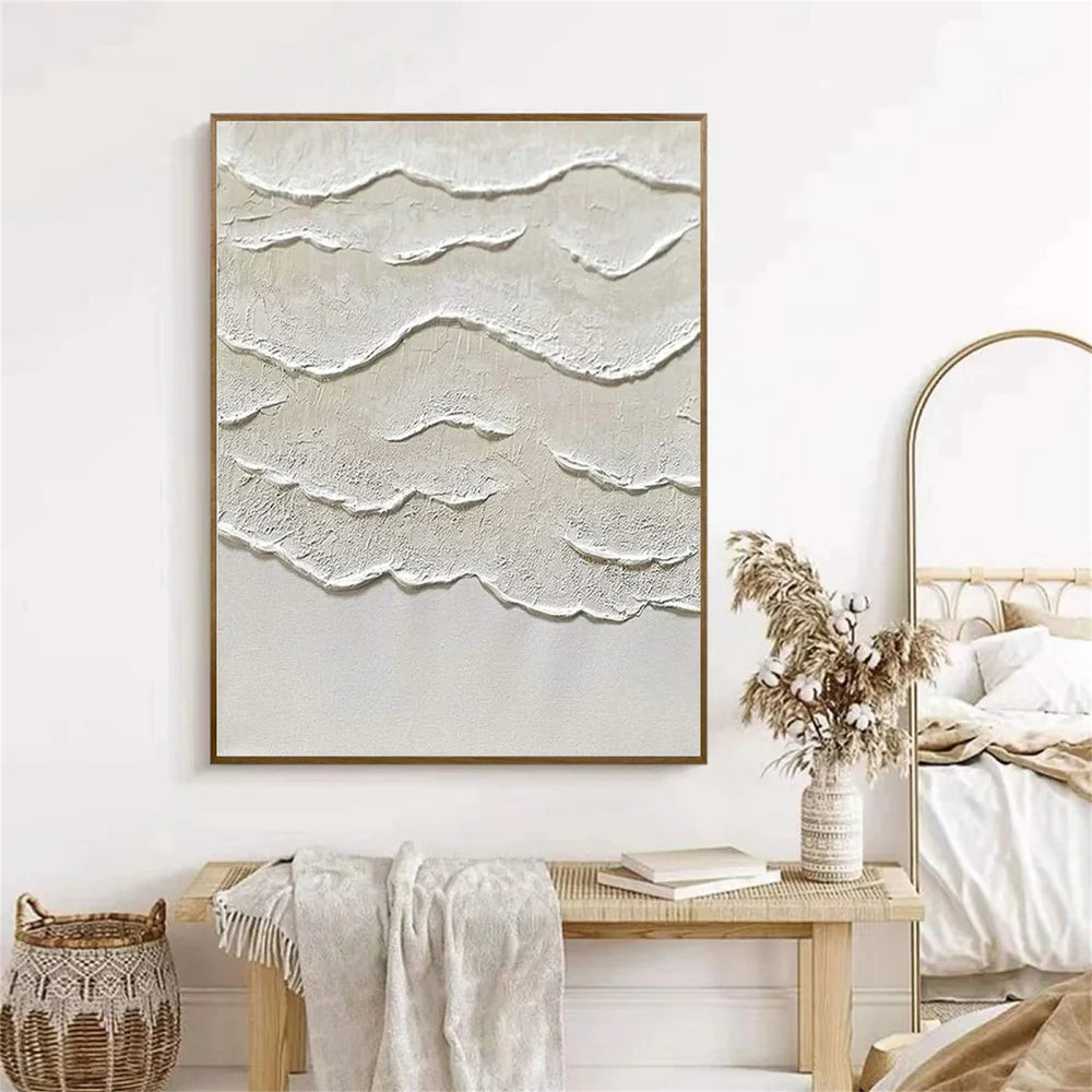 White Minimalist Textured Wall Art #MT122