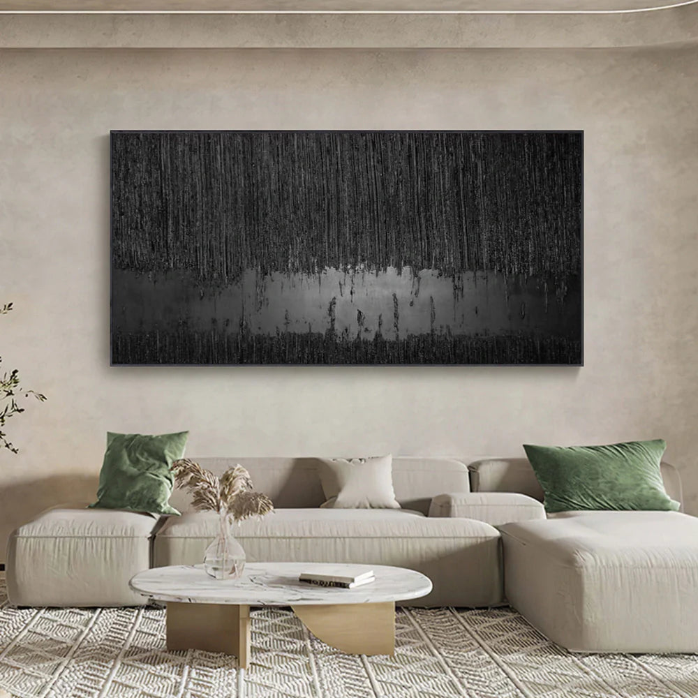 Black Minimalist Textured Wall Art #MT051