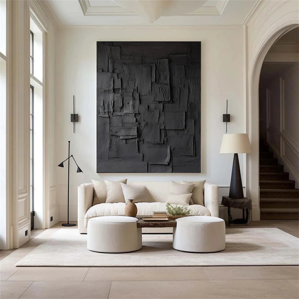 Black Minimalist Textured Wall Art #MT003