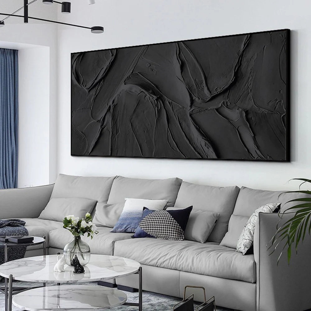 Black Minimalist Textured Wall Art #MT012