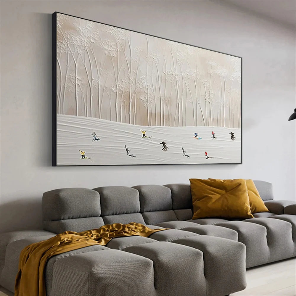 Skiing Sport Art Textured Canvas #PT038