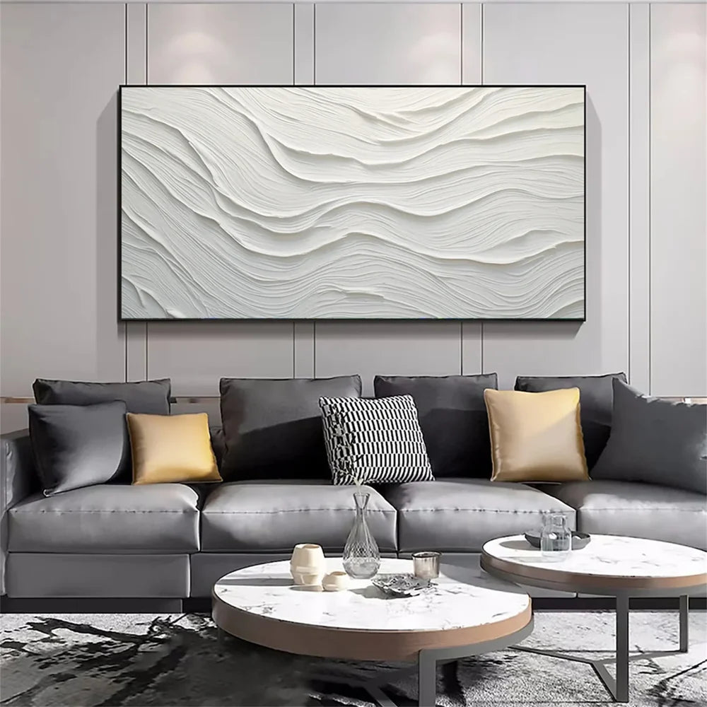 White Minimalist Textured Wall Art #MT073