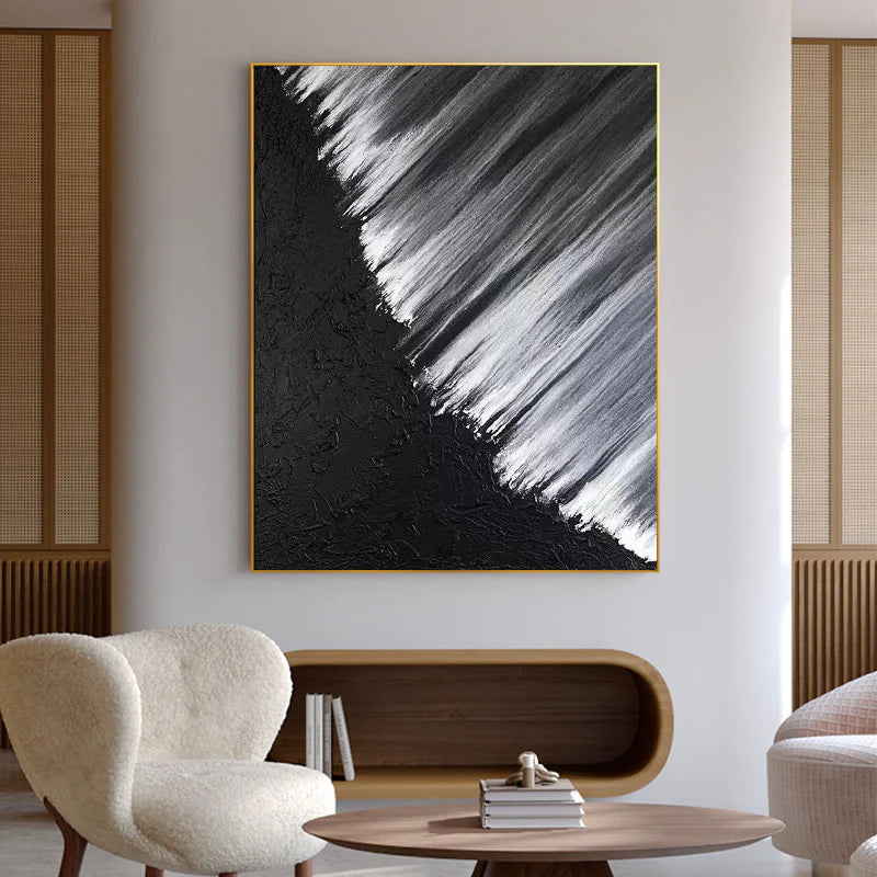 Black and White Minimalist Textured Wall Art #MT034
