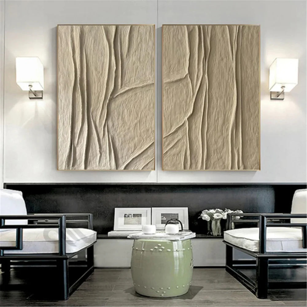 Beige and Brown Abstract Textured Wall Art Set Of 2 #AT041
