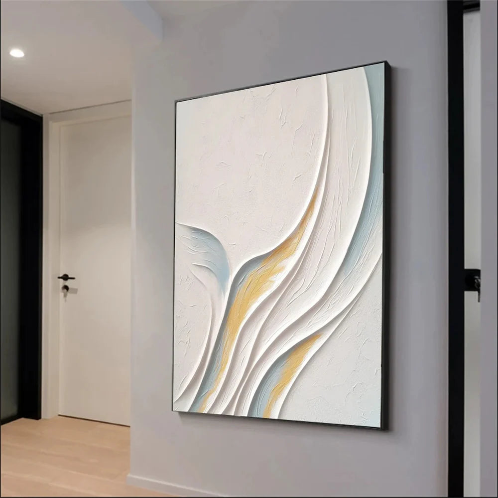 White Minimalist Textured Wall Art #MT004
