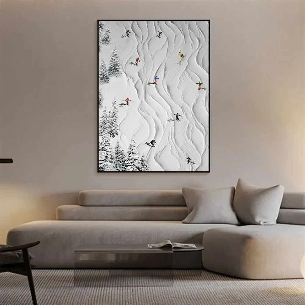 Skiing Sport Art Textured Canvas #PT012