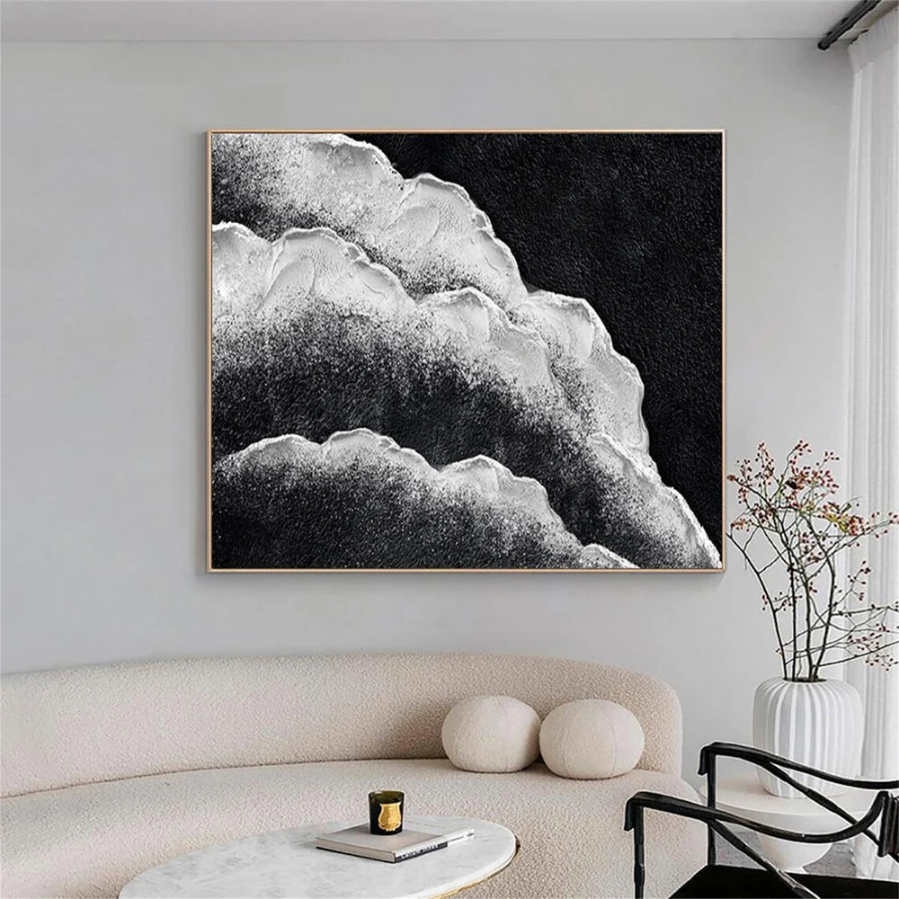Black and White Minimalist Textured Wall Art #MT071