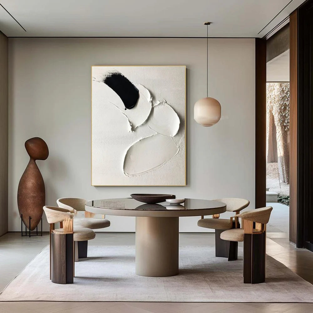 Black and White Minimalist Textured Wall Art #MT002