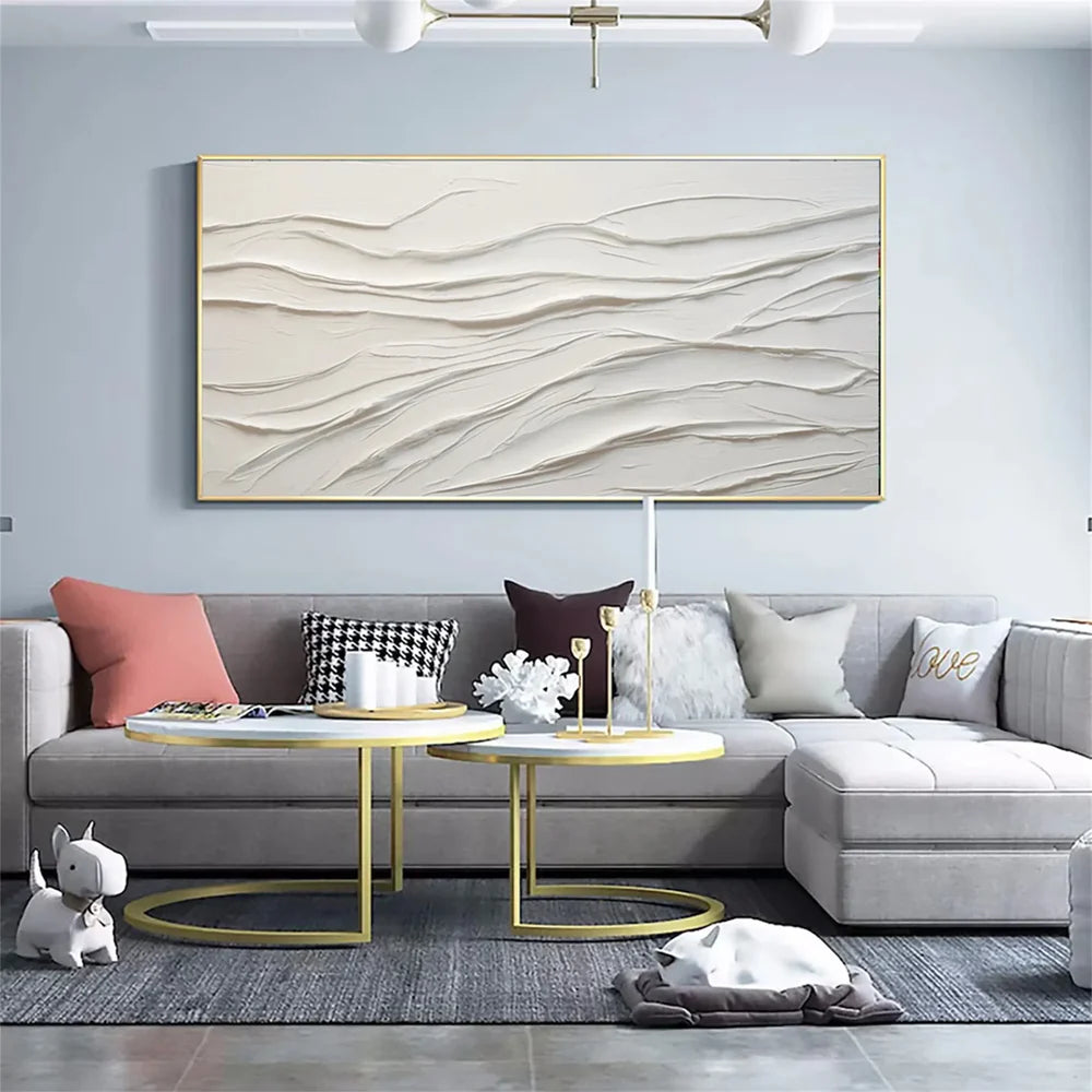 White Minimalist Textured Wall Art #MT093