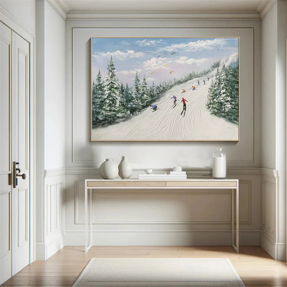 Skiing Sport Art Textured Canvas #PT003