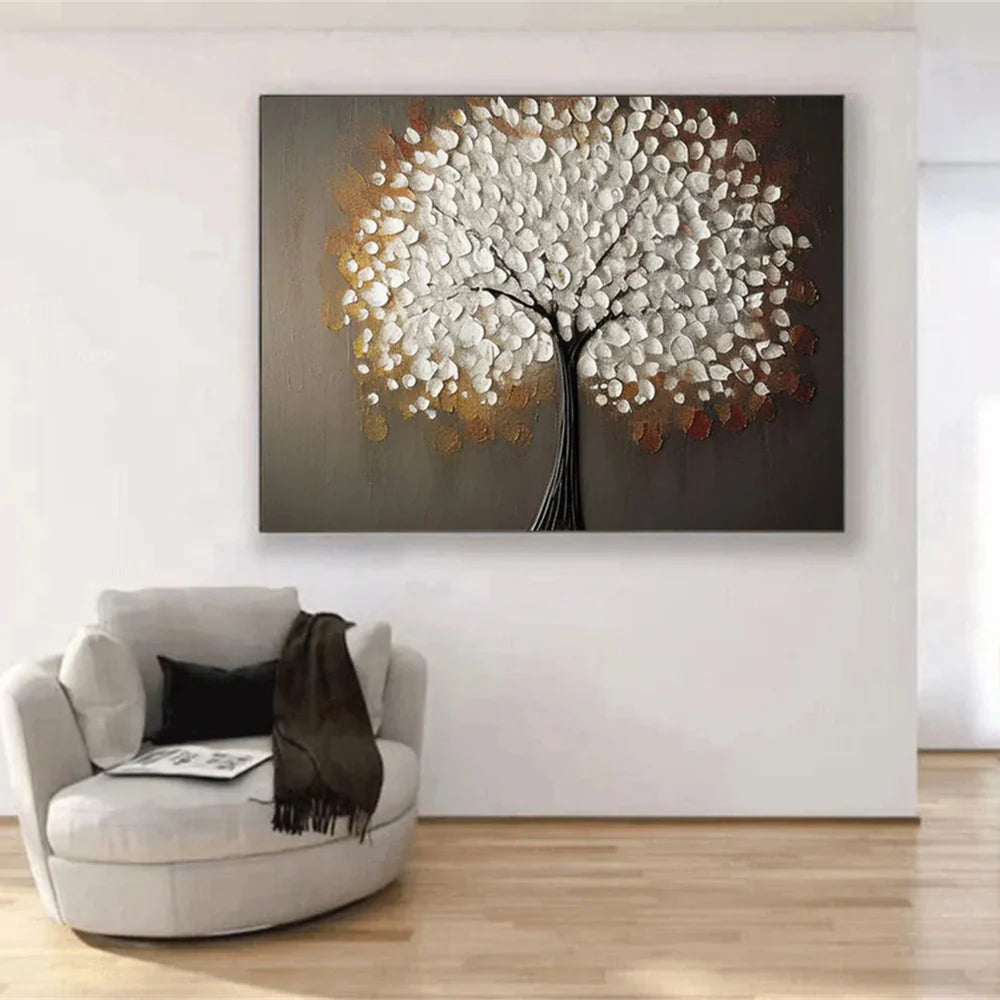 Flower & Tree Textured Abstract Wall Art #SF018