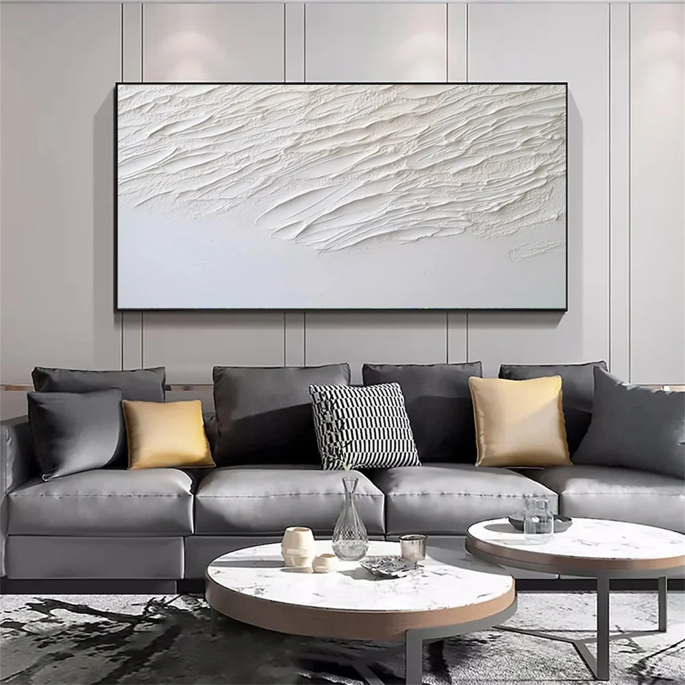 White Minimalist Textured Wall Art #MT118
