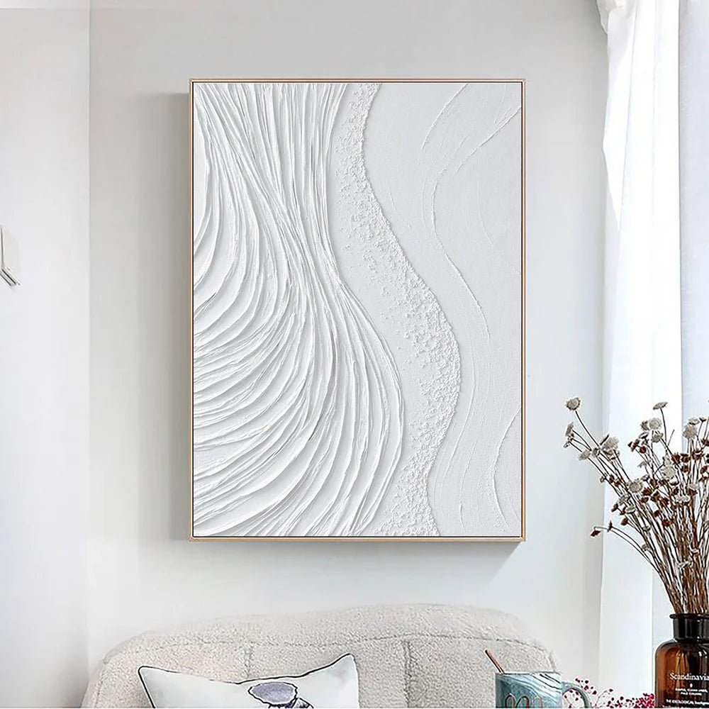 White Minimalist Textured Wall Art #MT027