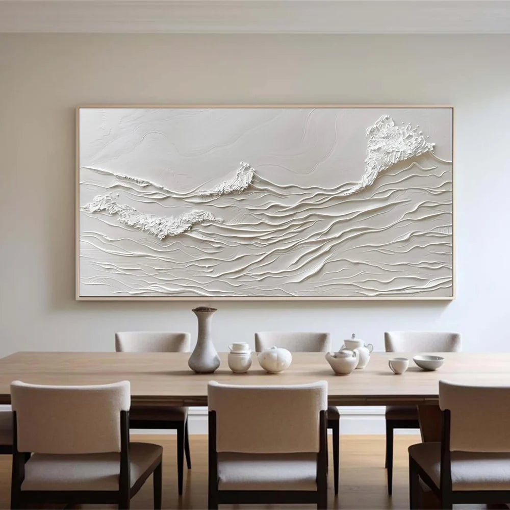 White Minimalist Textured Wall Art #MT119