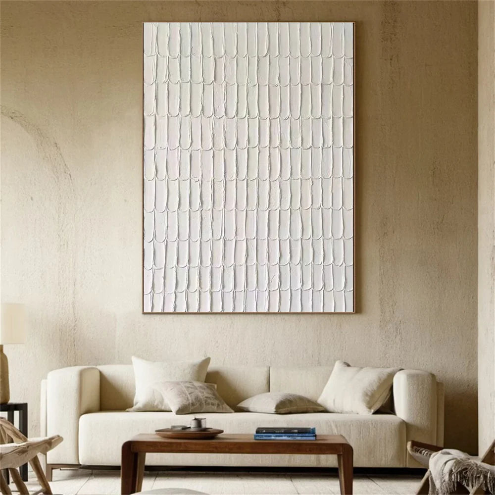 White Minimalist Textured Wall Art #MT007