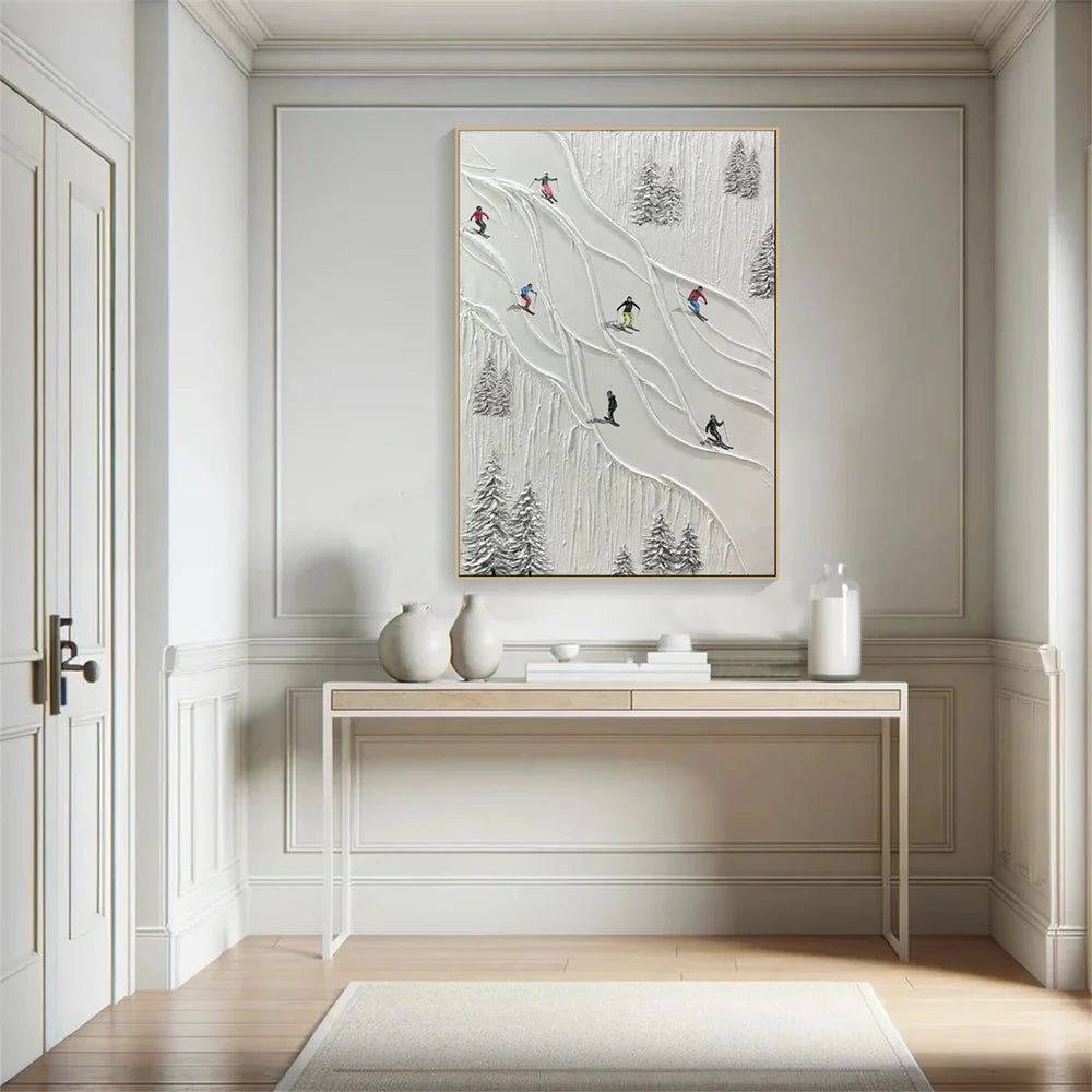 Skiing Sport Art Textured Canvas #PT005