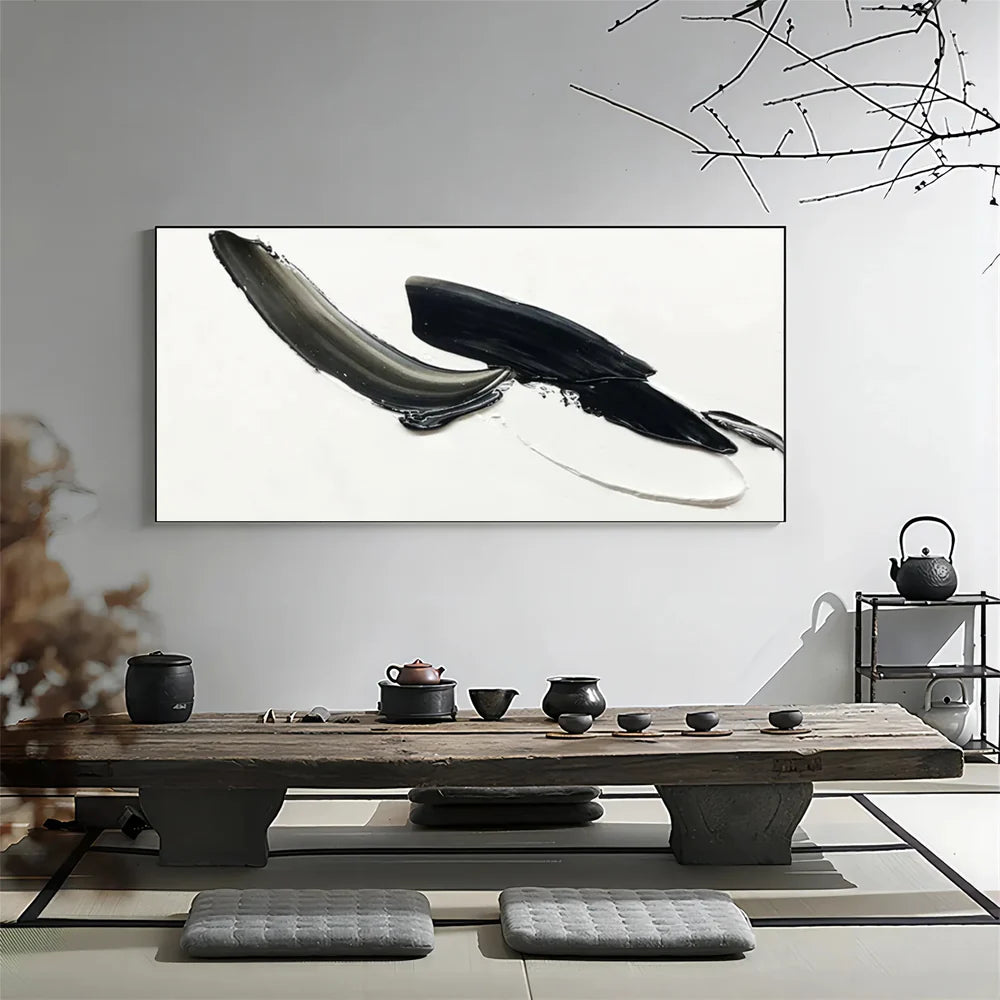 Black and White Minimalist Textured Wall Art #MT114