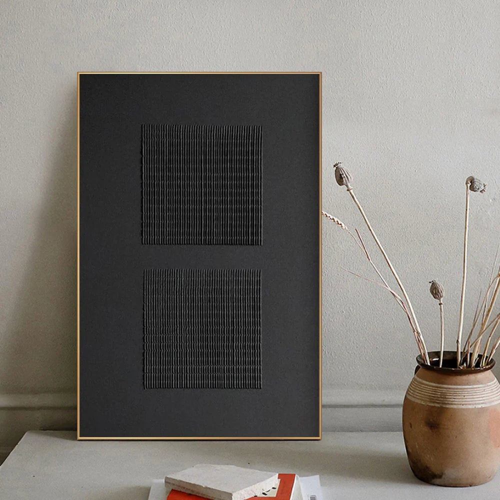 Black Minimalist Textured Wall Art #MT053