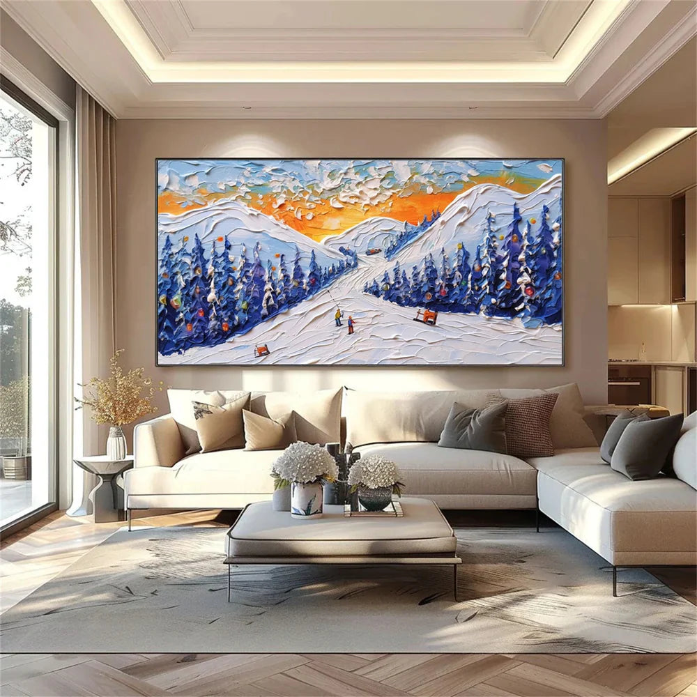 Skiing Sport Art Textured Canvas #PT037