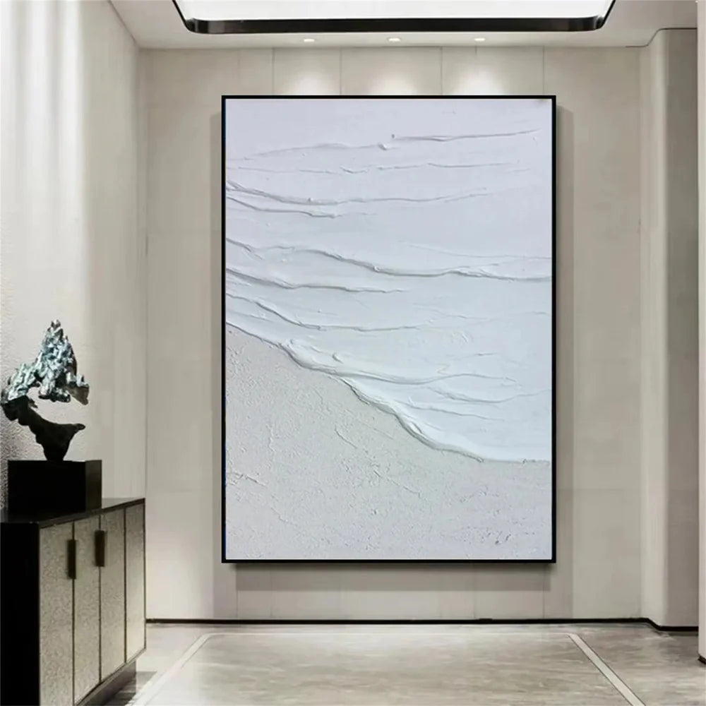 White Minimalist Textured Wall Art #MT116