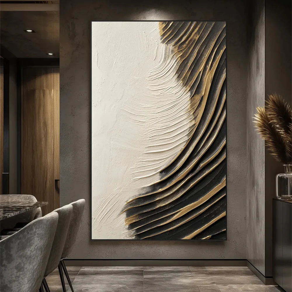 Black and White Minimalist Textured Wall Art #MT111