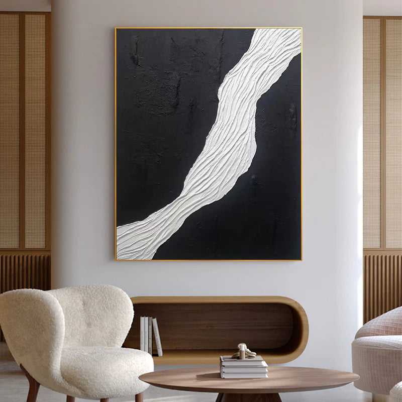 Black and White Minimalist Textured Wall Art #MT033
