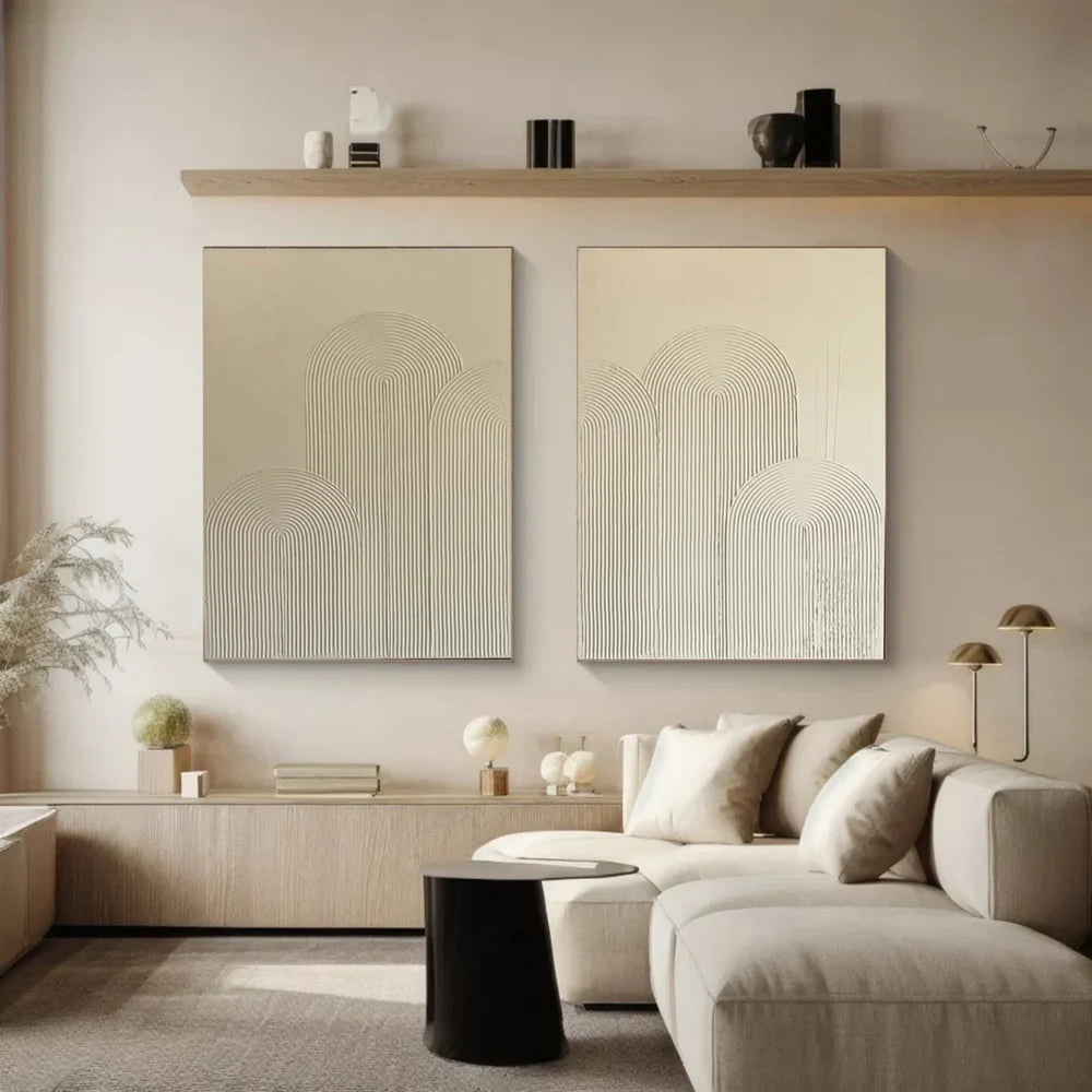 Beige and Brown Abstract Textured Wall Art Set Of 2 #AT082