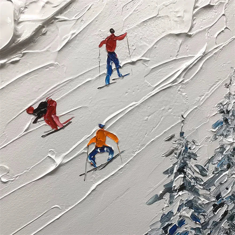 Skiing Sport Art Textured Canvas #PT008