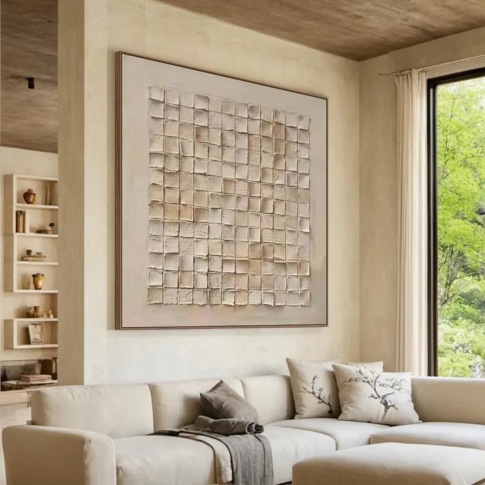 Beige and Brown Abstract Texture Wall Art #AT047