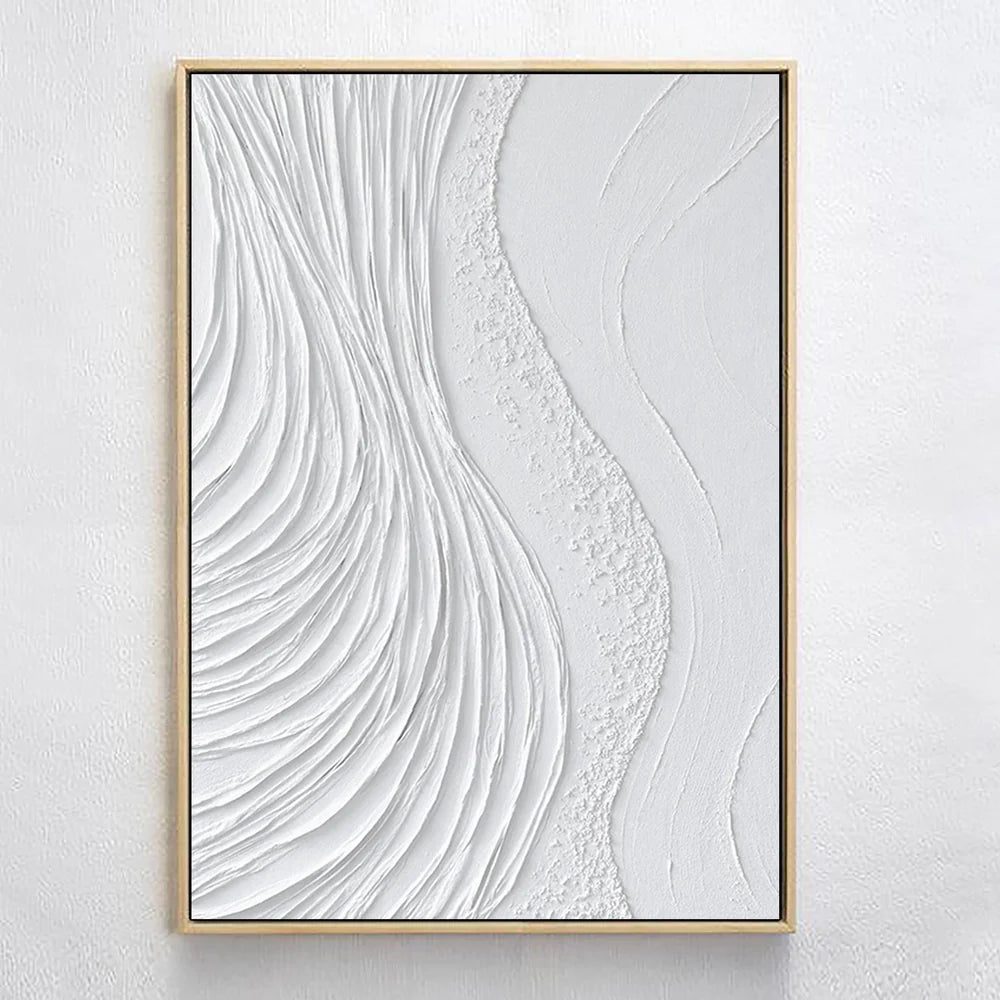White Minimalist Textured Wall Art #MT027