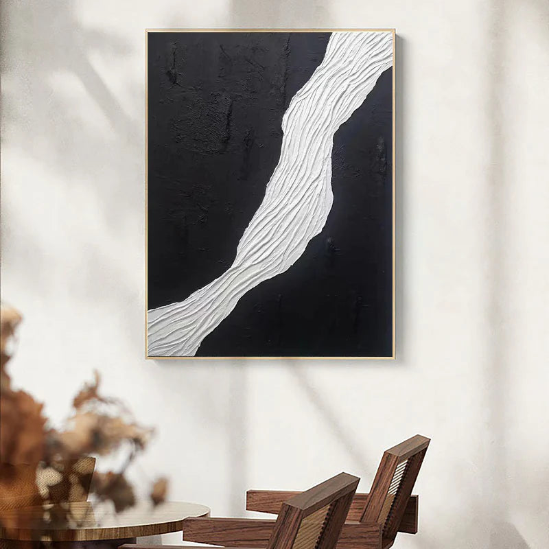 Black and White Minimalist Textured Wall Art #MT033