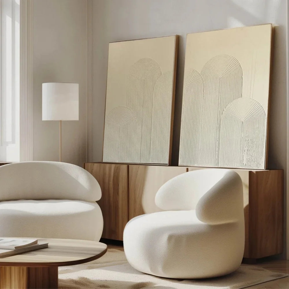 Beige and Brown Abstract Textured Wall Art Set Of 2 #AT082