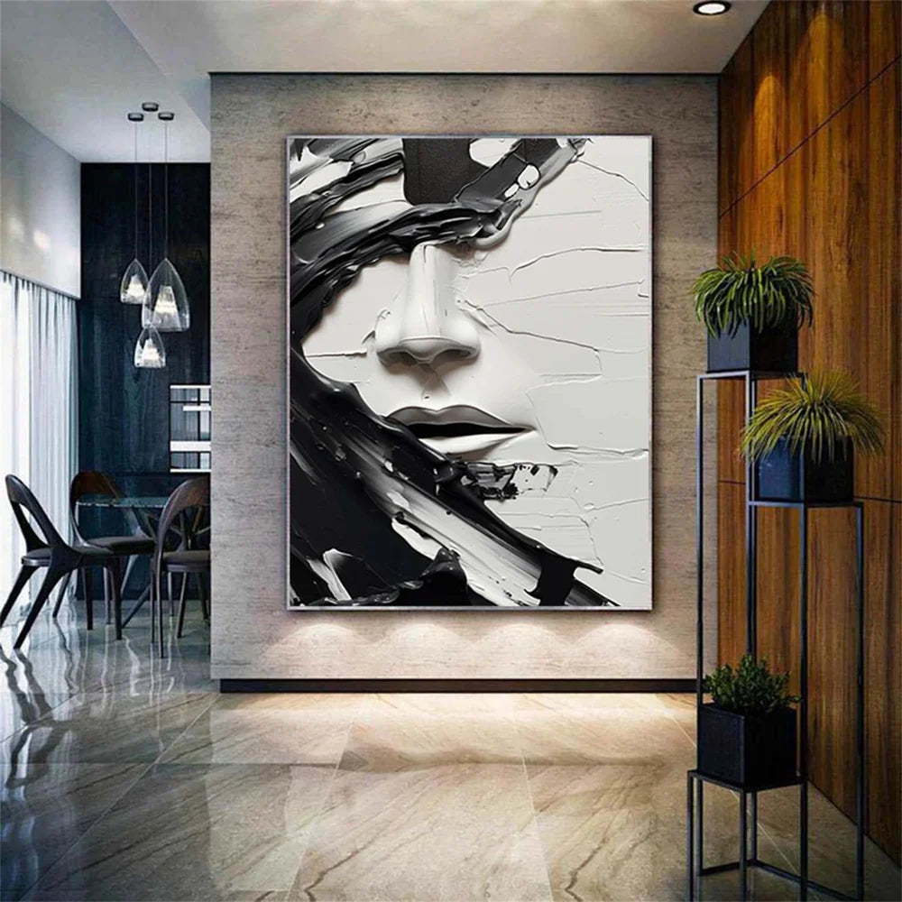Abstract Portrait Textured Wall Art #PB006