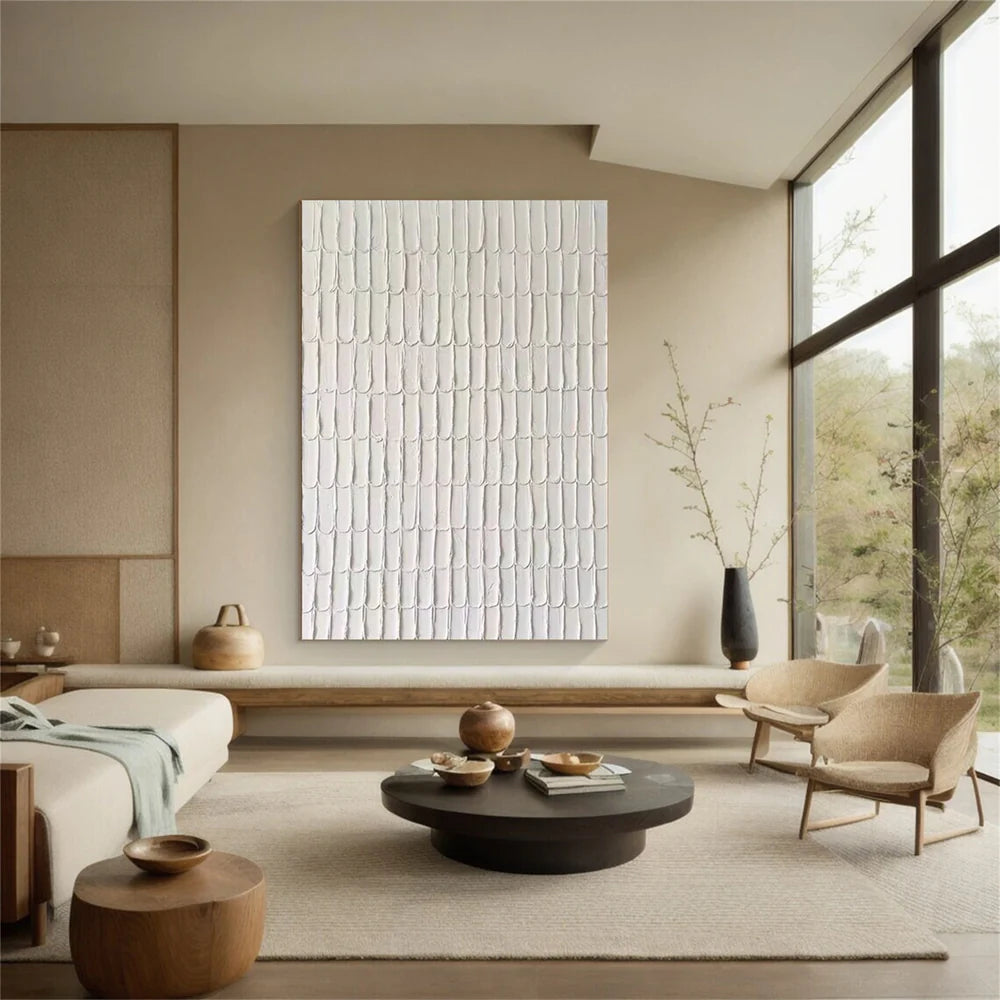 White Minimalist Textured Wall Art #MT007