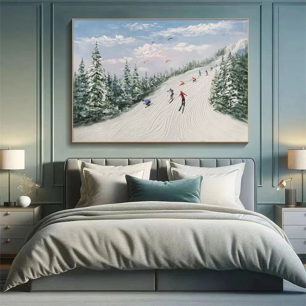 Skiing Sport Art Textured Canvas #PT003