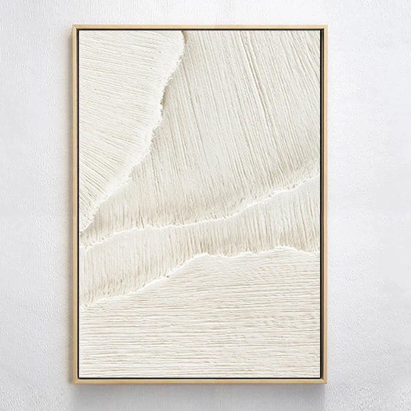 White Minimalist Textured Wall Art #MT056