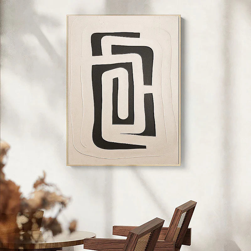 Black and White Minimalist Textured Wall Art #MT018