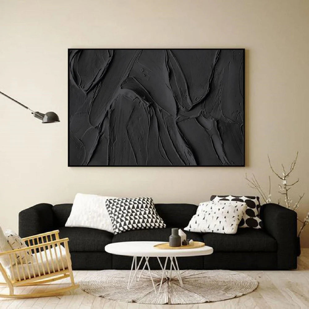 Black Minimalist Textured Wall Art #MT012